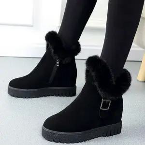 여성 스웨이드 부츠 따뜻한 기모 캐주얼 여성 겨울 부츠 데 워커