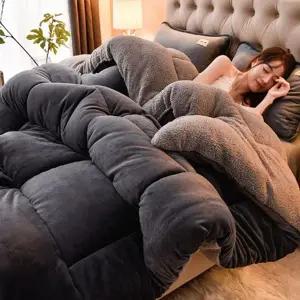 겨울 차렵 이불 두꺼운 벨벳 침구 겨울 극세사 이불 세트 패드 덮개