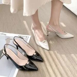 여성용 국내 스틸레토힐 에나멜 뮬힐 슬링백 힐 컴포트 신발 (WFJ5TOM)
