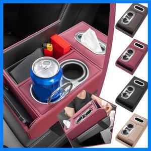 2 컵 홀더 티슈 박스 전화 박스 패드 콘솔 보관 커버 높이가있는 자동차 팔걸이 쿠션 팔 센터 레스트 자동