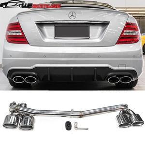 메르세데스 호환-벤츠 호환 W204 C180 C200 업그레이드 C63 4 콘센트 테일 파이프 머플러 배기 시스템 용