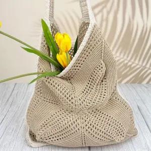 [라일리] Rly BR1 여성 배색 니트 숄더백 사각 캐주얼 가방