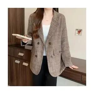 여성 정장 자켓 겨울옷 패딩 도톰 양면 캐시미어 코트 체크 상의 MF4