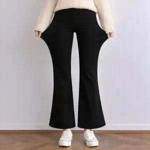 (2장세트) 여성 겨울 스판 밍크퍼 부츠컷 밴딩 레깅스 팬츠 겨울 나팔 융털바지