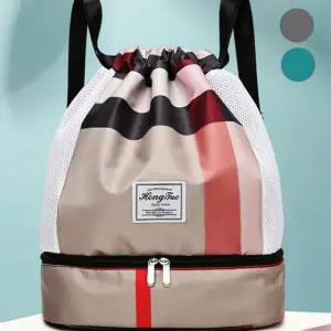 스트링 체크 백팩 배낭 신발보관 헬스장 수영장 운동 (WFJ68E6)