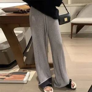 여성 겨울 밴딩 와이드 밍크바지 기모 골지니트팬츠 (KYR-WFIUMB2)