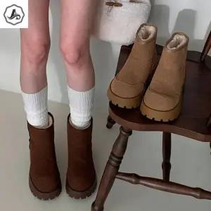 [애슬릿] 양털 부츠 겨울 안감 퍼 여성 스웨이드 키높이 방한