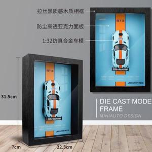1:32 벤츠 AMG GT3 닷지 BMW M8 머스탱 911 LP780-4 AE86 라이칸 쉐보레 액자형 합금 자동차 모형 3D 컬렉