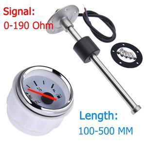 100-500mm 스테인레스 스틸 해양 연료 레벨 게이지 센서 맞는 보트 자동차 미터 0-190 ohm 빨간색 백라이트