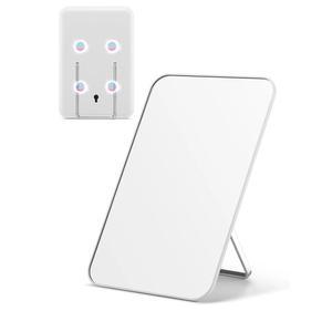 Qislee 8x5인치 마그네틱 락커 미러, 책상 및 학교 사물함용 소형 메이크업 강력 자석, 접이식 벽걸이 욕실용 걸이 구멍, 흰색