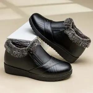 여성 방한 기모 퍼 안감 로퍼 겨울 앵클부츠 단화 겨울신발 여자털신 워커부츠 여성부츠 여자발목부츠