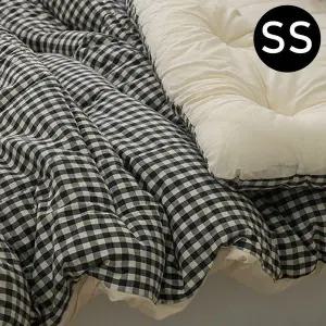 [콩심팥심]어반체크 순면 선염 워싱 차렵이불 슈퍼싱글 SS 블랙