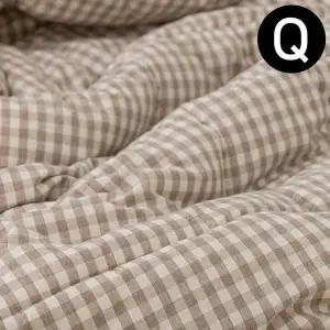 [콩심팥심]어반체크 순면 선염 워싱 차렵이불 퀸 Q 브라운