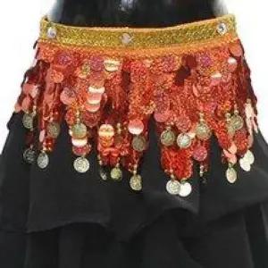 [하프클럽/]BCSP701 아동 비닐코인 2단힙스카프 댄스 벨리 무용복 시즌 스커트