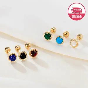 [비앤비골드] (당일발송) 14K 트위스트 원석 캐보션 피어싱 한쪽 JAE40788