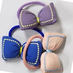 [골드스마일]나비 장식 린넨 헤어끈 헤어소품 머리 장식용