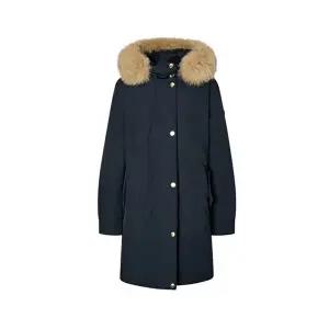 [셀러허브 패션]헤지스 여성 폭스퍼 롱 헤비 구스 다운 야상 다크네이비 HSJU5D102N3