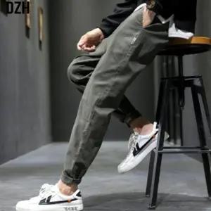 캐주얼긴바지 롤업 크롭팬츠 허리밴딩 롤업팬츠 크롭 배기팬츠 배기 면