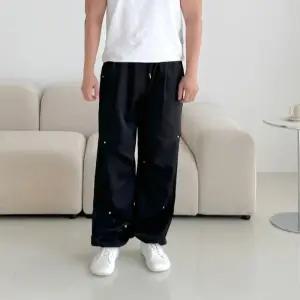 팬츠 유니크 커플 남녀공용 스트링 리벳 3컬러 와이드