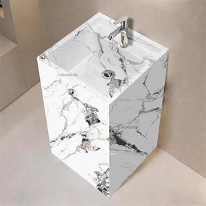 라포식 트라버틴 스톤 슬랩 일체형 세면대 프렌치 레트로 욕실 싱크대 홈 발코니 디자이너 액세서리