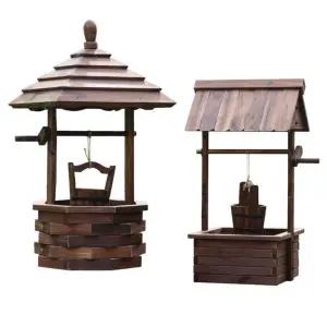 나무 우물 모형 소품 우물모형 꽃장식 장식 장 장식모형