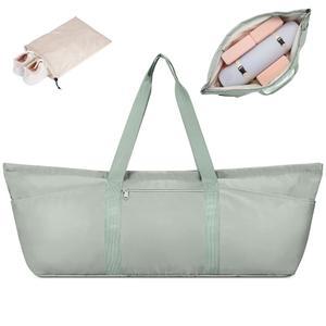 신발장이 있는 대형 요가 매트 가방과 여성용 습식 포켓 여성 필라테스 체육관 토트백 홀더 스트랩 운동 캐리어 액세서리