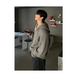 키체샵 남성 집업 가디건 니트 카디건 후드 상의 가을 겨울 HO4