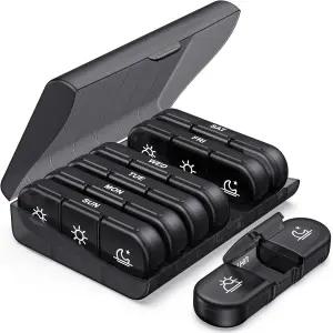 PULIV 주간 알약 정리함 3일간 대형 용기가 포함된 휴대용 여행용 상자 7일간 비타민 약물 보충제 및