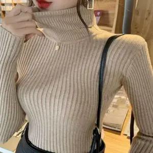 포근한목폴라 여성 도톰 겨울 골지 목폴라 니트 터틀넥 티셔츠 도톰한목폴라