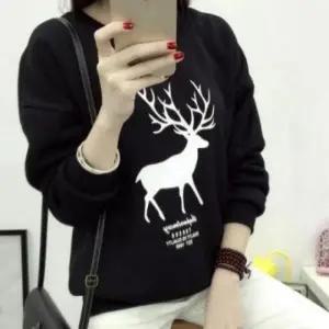 루돌프 디자인 여성 긴팔 기모 캐주얼 겨울 맨투맨