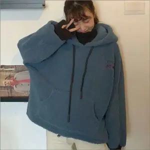 여성 오버핏 뽀글이 겨울 목티 내장 후드티 레이어드 2색