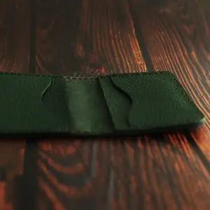 [하프클럽/]수제 가죽 4장 카드지갑 오플쑥색