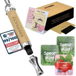 프리미엄 우드 오럴 인헤일러 디바이스 (필터 15개 포함) - 업그레이드된 허브 추출물 휴대용 천연 호흡