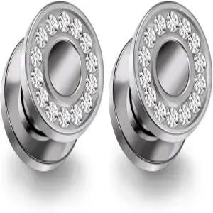 Quwswoy Astm F136 티타늄 CZ 이어 게이지 나사 맞춤 살 터널 플러그 10G 8G 6G 4G 2G 0G 00G 귀걸이 본체