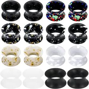 Goerhsjie 실리콘 이어 게이지 터널 플러그 여성 남성 귀걸이 블랙 /클리어 사이즈 4mm20mm 6G7 /8인치