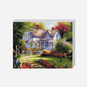 DIY 보석십자수 세트 숲속저택 40x50cm 풍경 캔퍼스 액자형 비즈