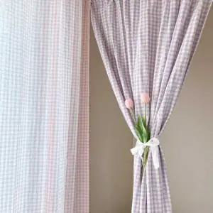 [텐바이텐]멜란 워싱 면 체크 가리개 핀형 커튼 3colors