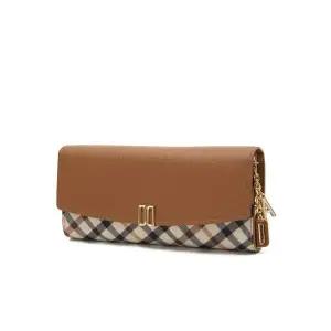 [롯데백화점]닥스 액세서리 [선물포장/쇼핑백동봉][VICTORIA] 브라운 체크배색 DD로고 장지갑 DCWA2F421W2