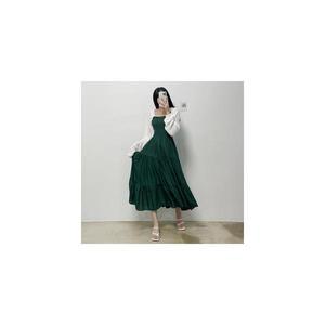 썸 스모크 밴딩 캉캉 A라인 뷔스티에 롱 원피스 3col