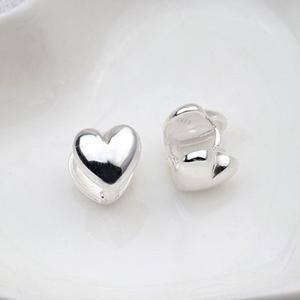 [애슬릿] 925 실버 무도금 미니 하트 원터치 은 귀걸이
