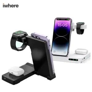 iWhere 6in1 접이식 고속 무선충전기 스마트폰 갤럭시워치7/8 애플워치 호환 휴대용 멀티충전기 IQW-6300D