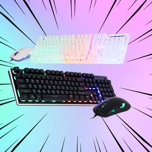 앱코 KM400 레인보우 LED 게이밍 키보드 마우스 세트