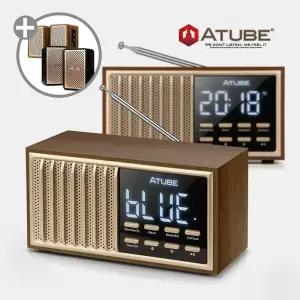 에이튜브 A30RB 휴대용 레트로 무선 라디오 블루투스 스피커 알람시계 USB재생 TF재생 FM AUX