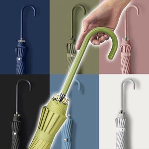 리예 16K 가죽 곡자형 손잡이 후크 장우산