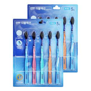 애경 2080 덴탈크리닉 더블액션 칫솔 미세모 5입 2개 양치