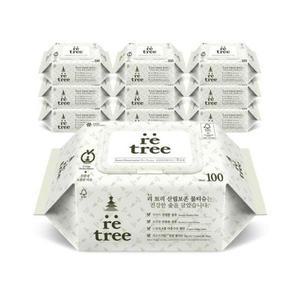 리트리 산림보존 4겹원단 물티슈 캡형 100매 10개 간편한 깨끗한 안전한 온가족 위생용품 다용도