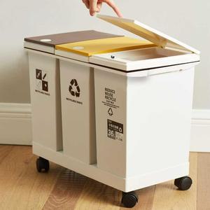 이동식 분리수거함 원룸 자취 대형 발걸이 업소용 종량제 쌍발 20L 수납장 3단