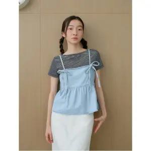 슬리브리스 데님 탑  스카이 블루 (355865LP9Q)