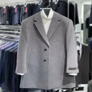 [트루젠] 트루젠 베이지 캐시미어블렌드 미니조직 하프기장 체스터 모직코트 2444CL110150