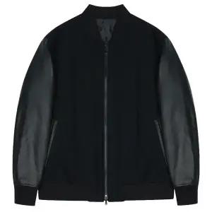 [롯데백화점]지이크 F/W 럭셔리 울 배색 바시티레더 블랙 자켓 PJG9005